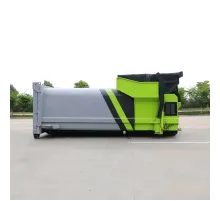 Stație mobilă pentru gunoi comprimat cu o capacitate de 20 metri cubi, conectată la autogunoiere