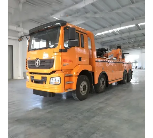 Camion evacuator Shacman 8x4 cu macara rotatorie 20 tone