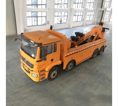 Camion evacuator Shacman 8x4 cu macara rotatorie 20 tone